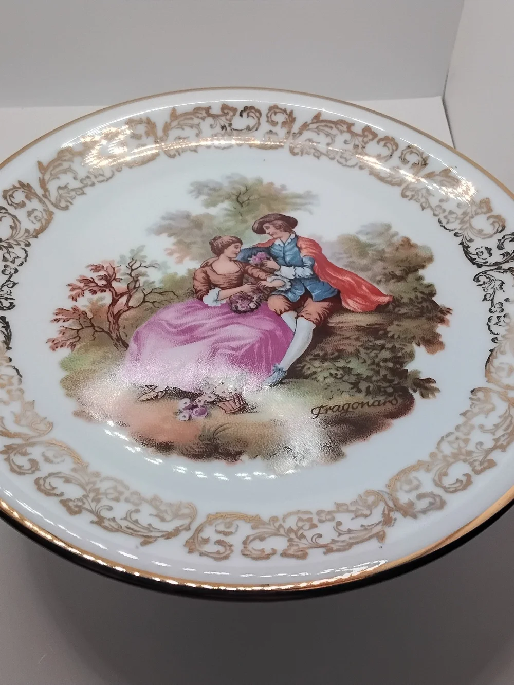 Vintage Bavarian Gloria Fine Porcelain Fragonard Pedestsal Cake Stand - EUC